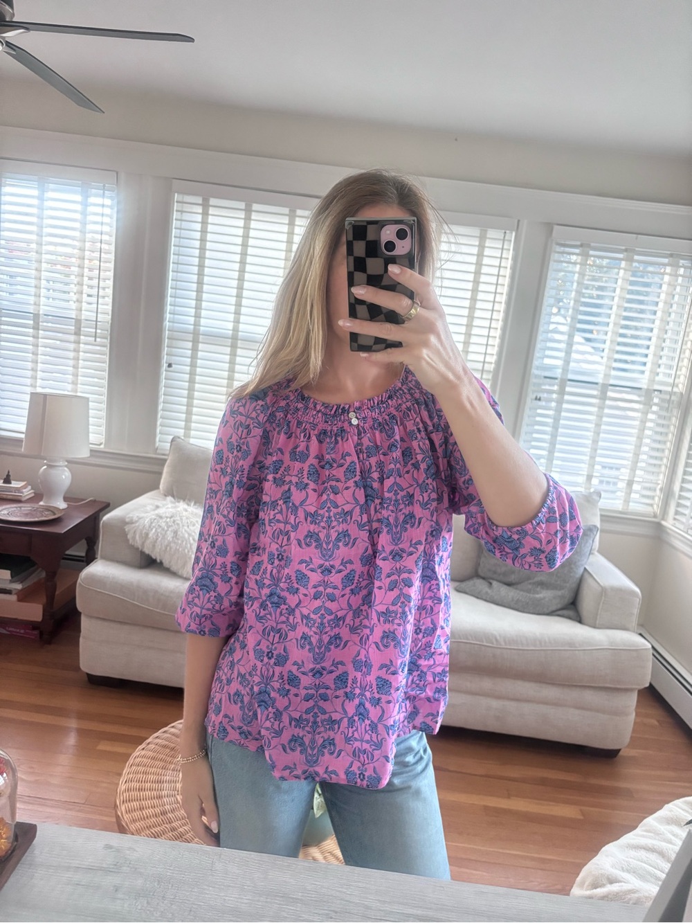 j.jill 3/4 sleeve floral blouse – size medium